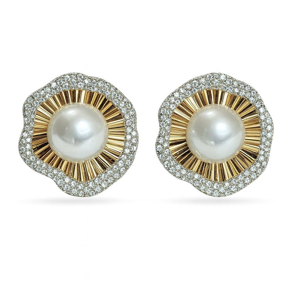 Gold and Silver Pearl Earrings